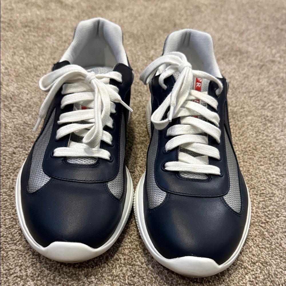 Prada Men's Dark Blue and Light Gray America’s Cup Soft Bike Low Top - Picture 4 of 13